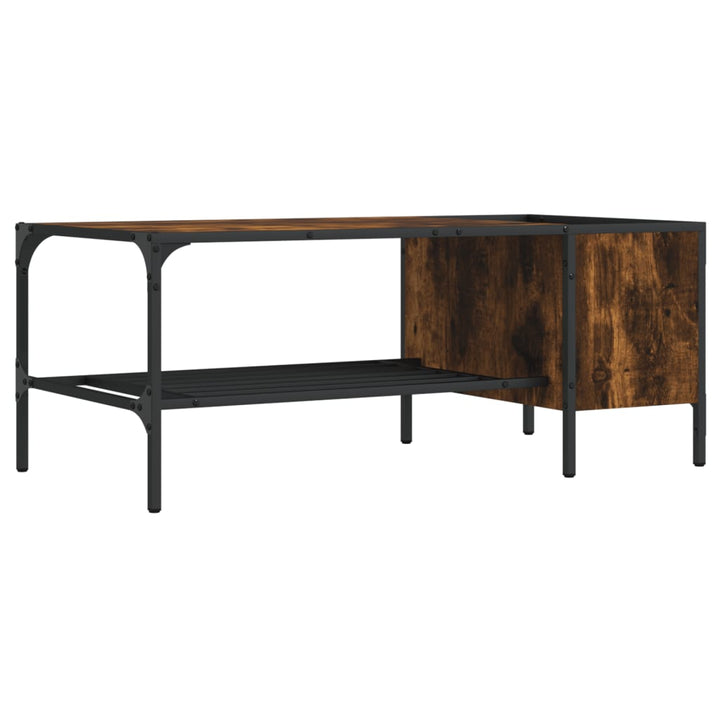 sofabord med stativ 100x51x40 cm konstrueret træ røget eg