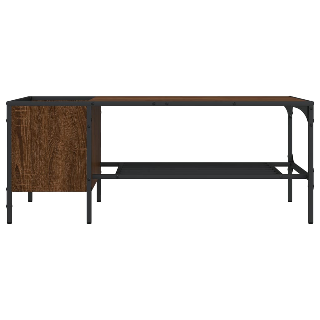 sofabord med stativ 100x51x40 cm konstrueret træ brunt egetræ