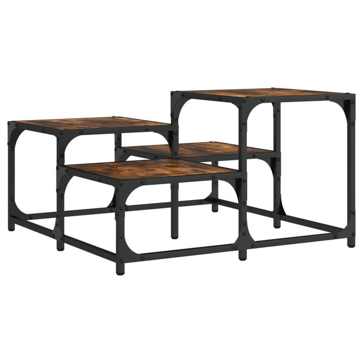 sofabord 68x68x40 cm konstrueret træ røget egetræsfarve