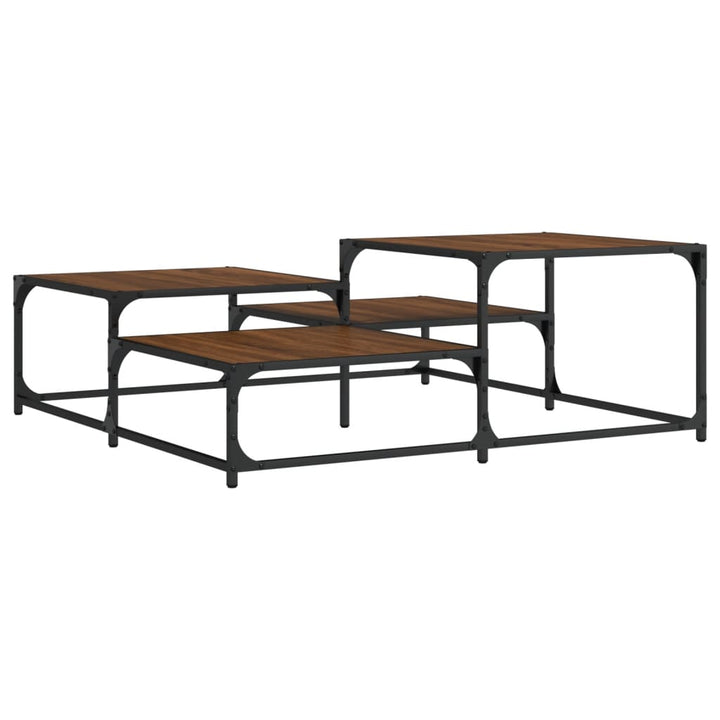 sofabord 107x107x40 cm konstrueret træ brun egetræsfarve
