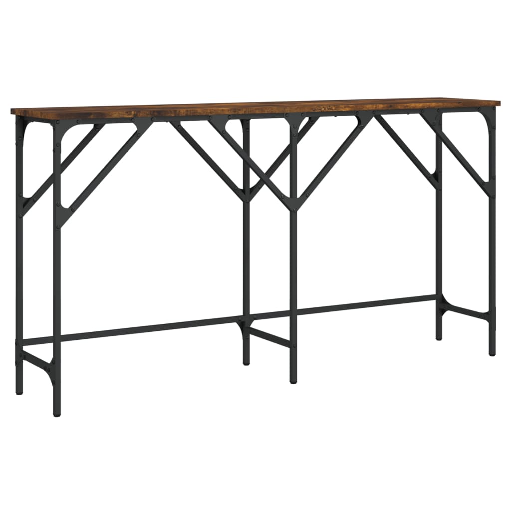 konsolbord 140x29x75 cm konstrueret træ røget egetræsfarve