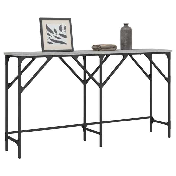 konsolbord 140x29x75 cm konstrueret træ grå sonoma-eg