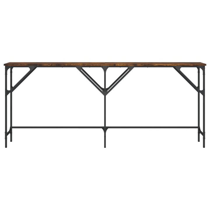 konsolbord 180x29x75 cm konstrueret træ røget egetræsfarve