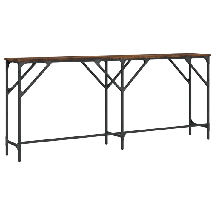 konsolbord 180x29x75 cm konstrueret træ røget egetræsfarve