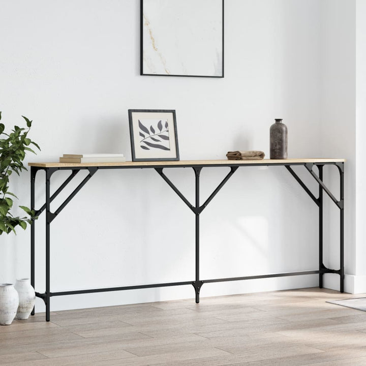 konsolbord 180x23x75 cm konstrueret træ sonoma-eg