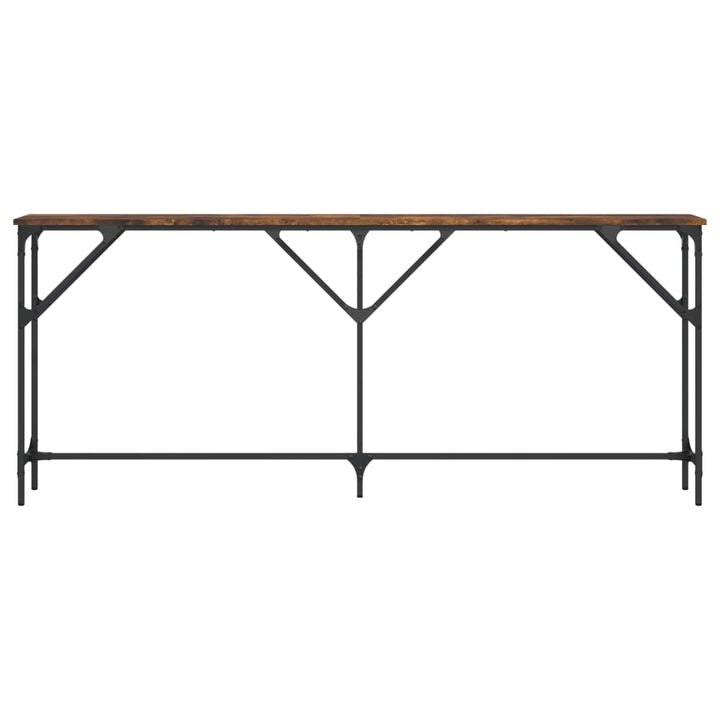 konsolbord 180x23x75 cm konstrueret træ røget egetræsfarve