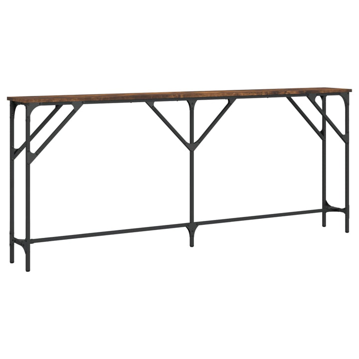 konsolbord 180x23x75 cm konstrueret træ røget egetræsfarve