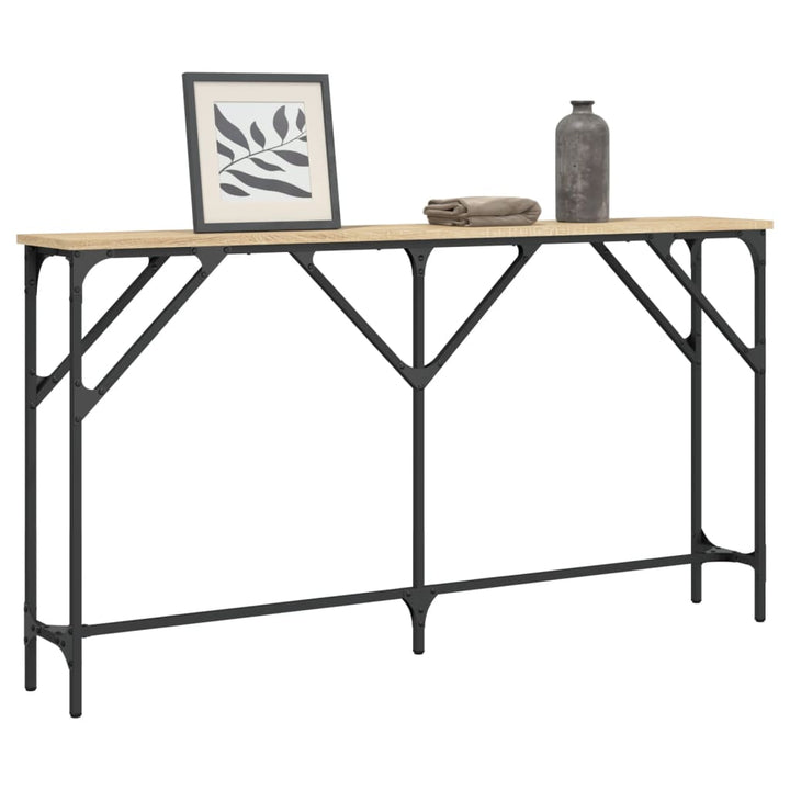 konsolbord 140x23x75 cm konstrueret træ sonoma-eg