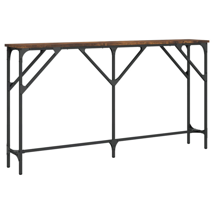 konsolbord 140x23x75 cm konstrueret træ røget egetræsfarve