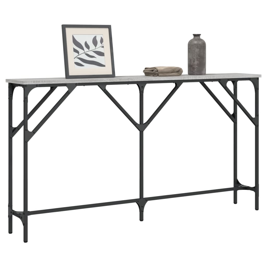 konsolbord 140x23x75 cm konstrueret træ grå sonoma-eg
