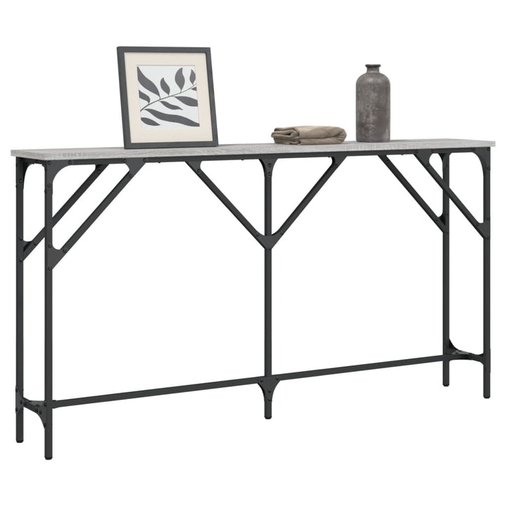 konsolbord 140x23x75 cm konstrueret træ grå sonoma-eg
