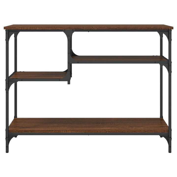 konsolbord med hylder 100x35x75 cm brun egetræsfarve