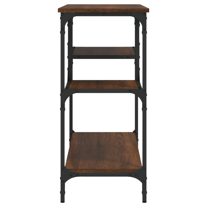 konsolbord med hylder 100x35x75 cm brun egetræsfarve