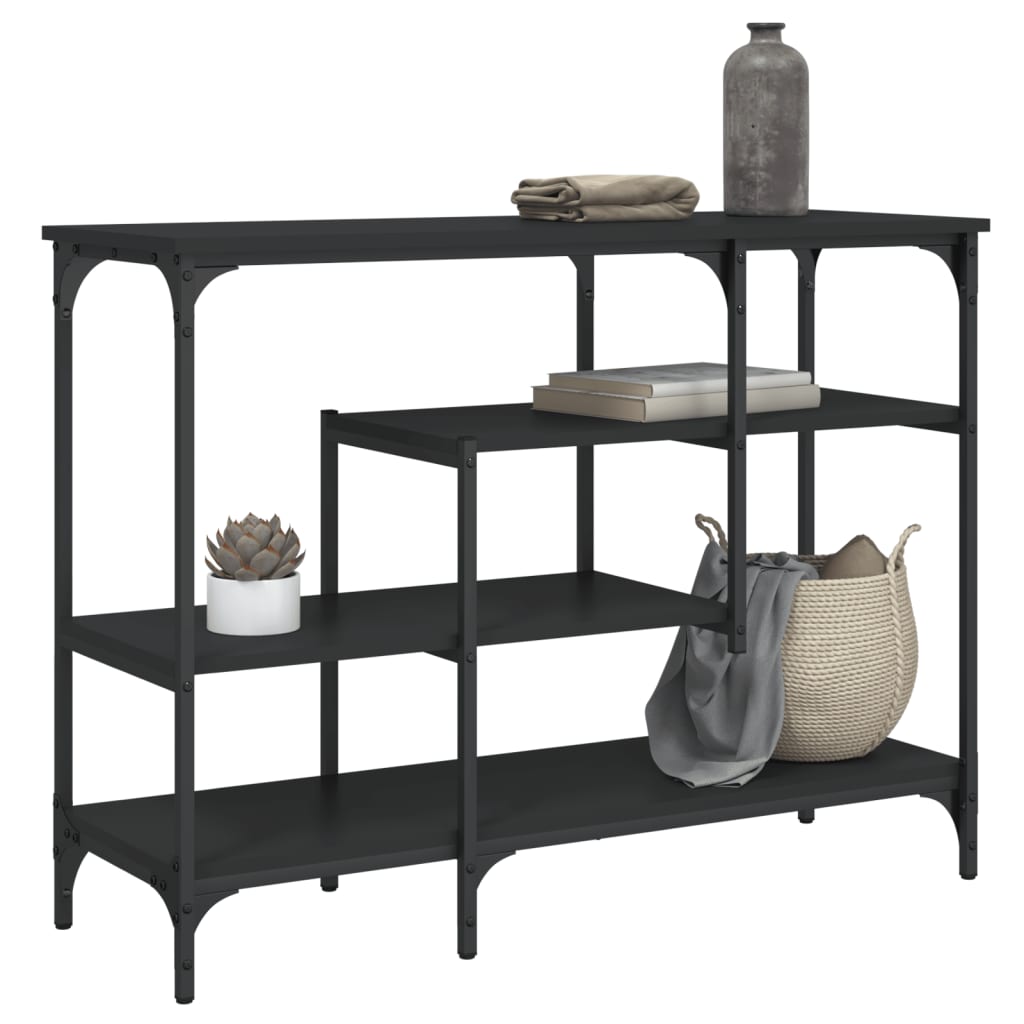 konsolbord med hylder 100x35x75 cm sort
