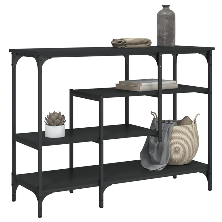 konsolbord med hylder 100x35x75 cm sort