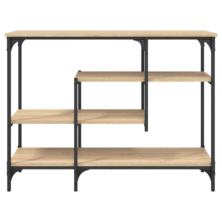 konsolbord med hylder 100x35x75 cm sonoma-eg