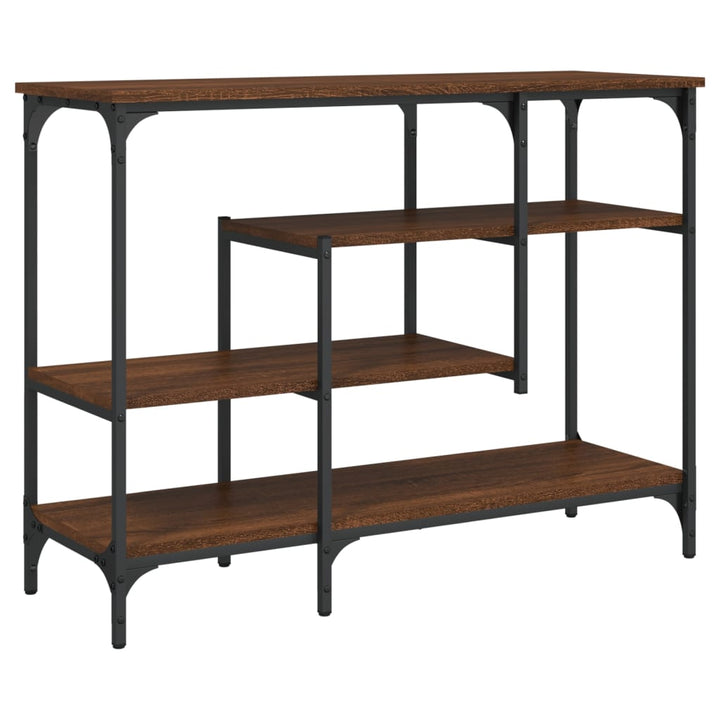 konsolbord med hylder 100x35x75 cm brun egetræsfarve