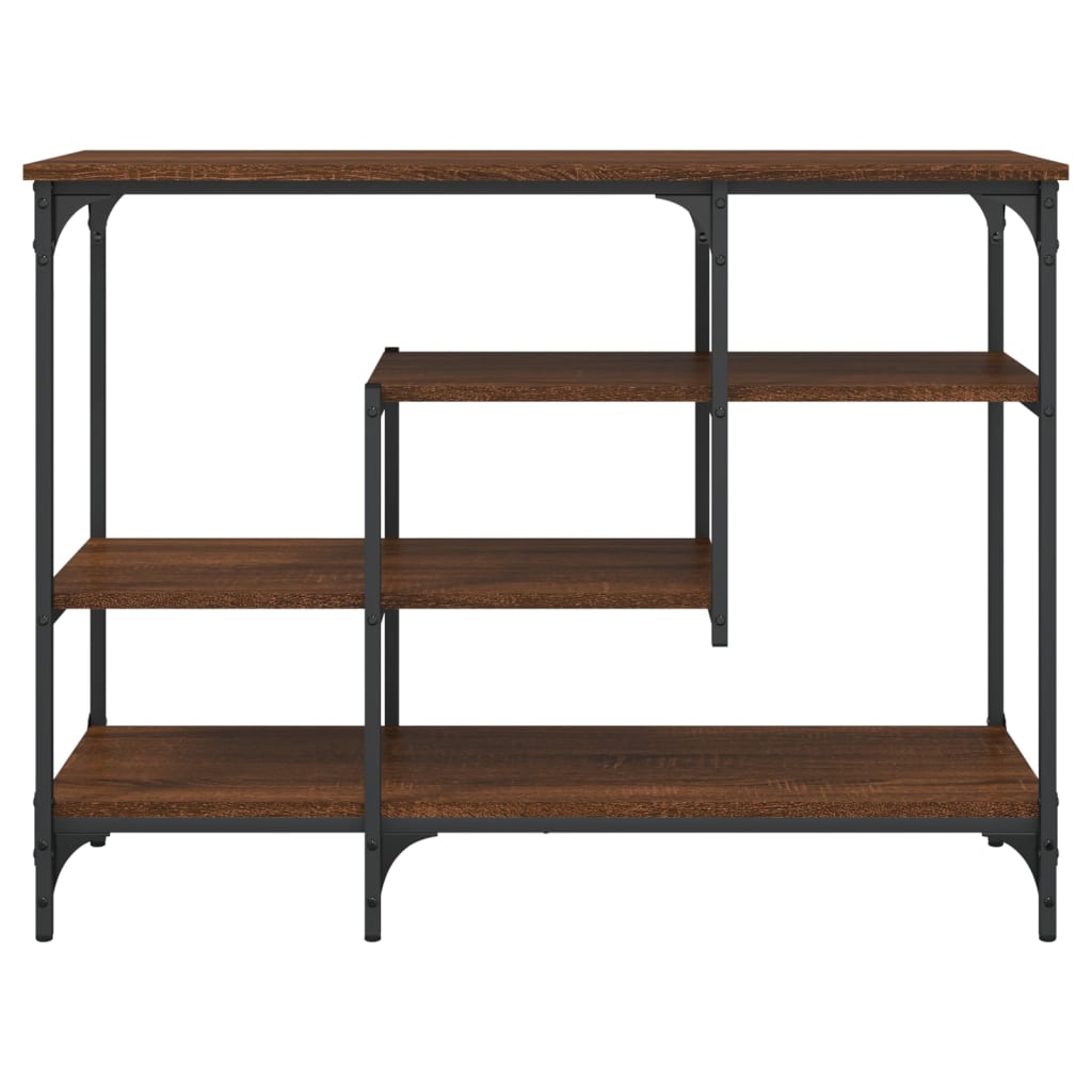 konsolbord med hylder 100x35x75 cm brun egetræsfarve