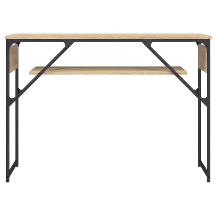 konsolbord med hylde 105x30x75 cm konstrueret træ sonoma-eg