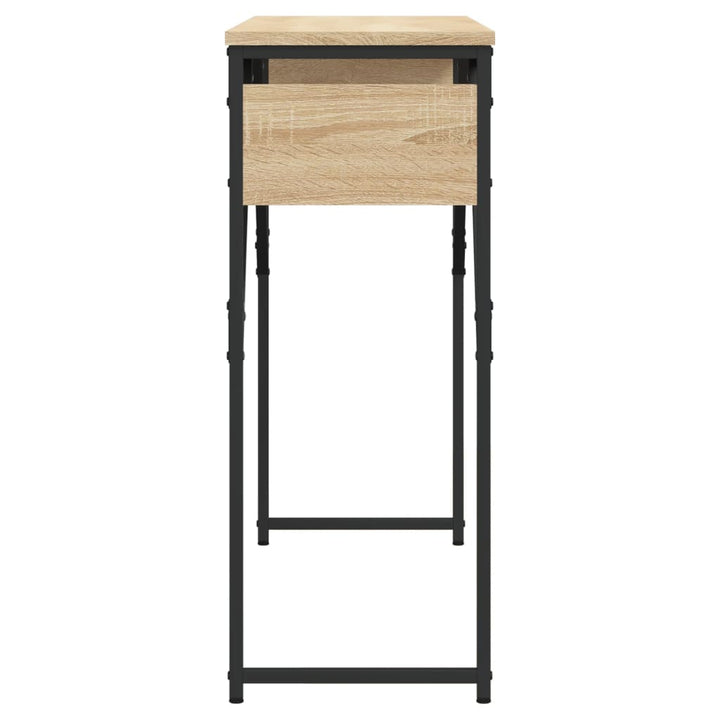 konsolbord med hylde 105x30x75 cm konstrueret træ sonoma-eg