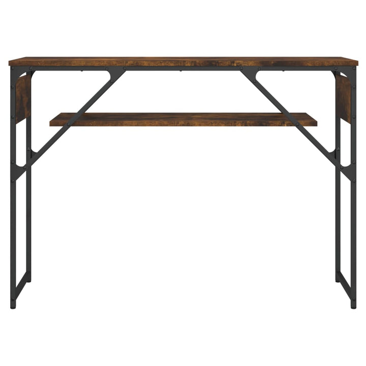 konsolbord med hylde 105x30x75 cm konstrueret træ røget eg