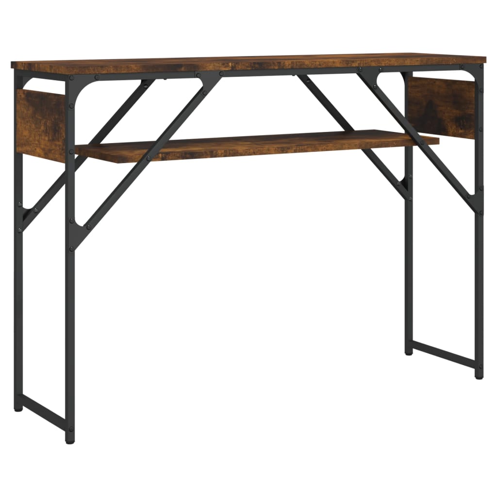 konsolbord med hylde 105x30x75 cm konstrueret træ røget eg