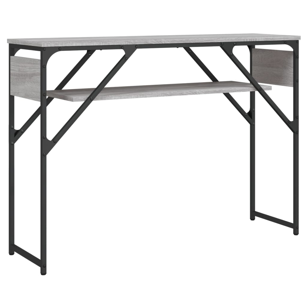 konsolbord med hylde 105x30x75 cm konstrueret træ grå sonoma-eg