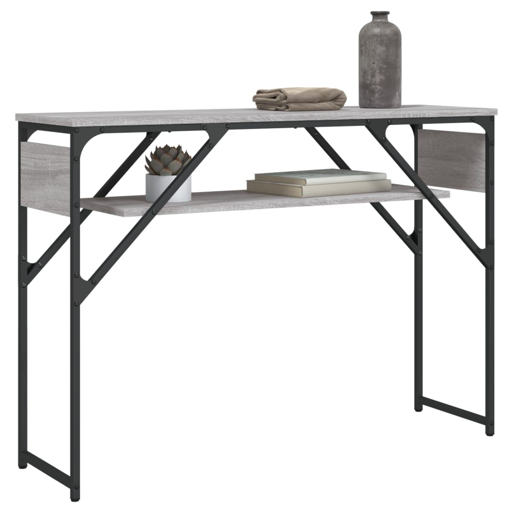 konsolbord med hylde 105x30x75 cm konstrueret træ grå sonoma-eg