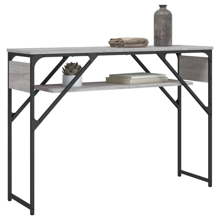 konsolbord med hylde 105x30x75 cm konstrueret træ grå sonoma-eg