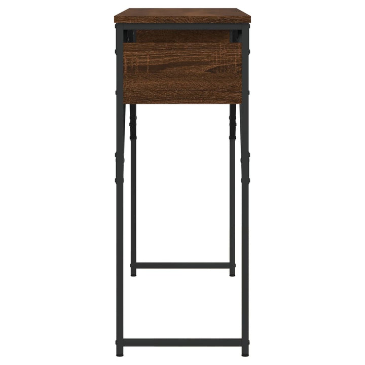 konsolbord med hylde 105x30x75 cm konstrueret træ brunt egetræ