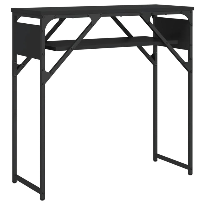 konsolbord med hylde 75x30x75 cm konstrueret træ sort
