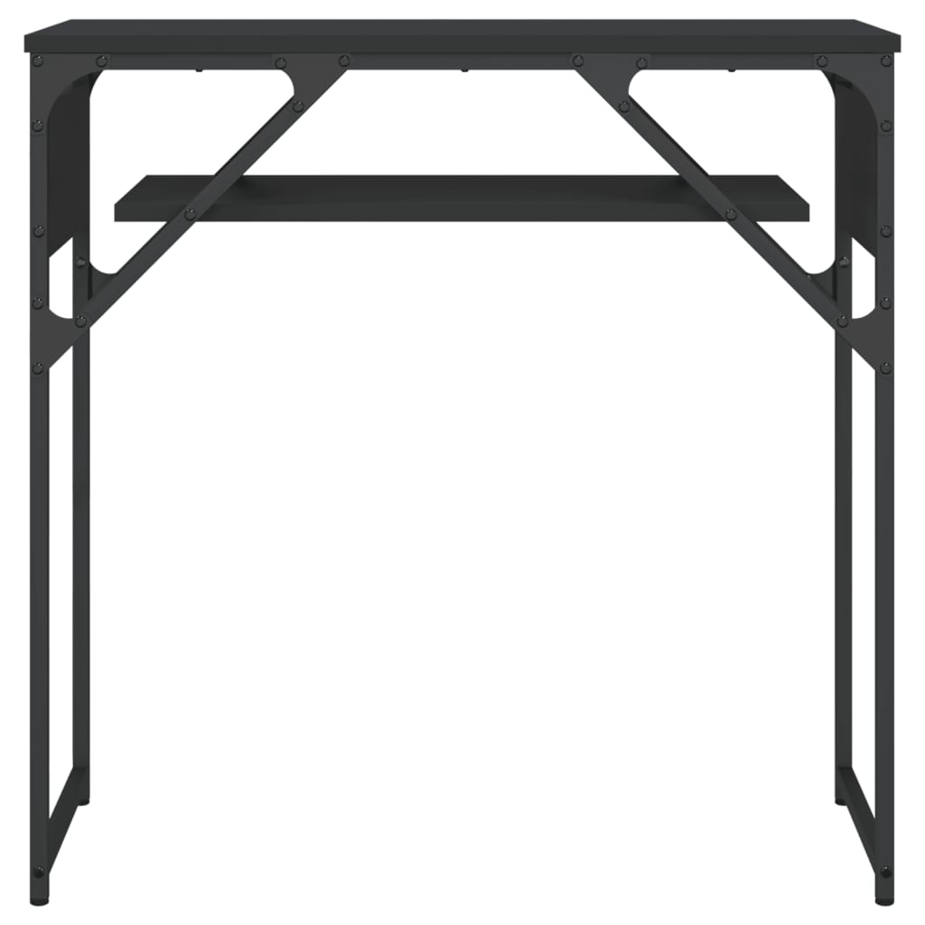 konsolbord med hylde 75x30x75 cm konstrueret træ sort