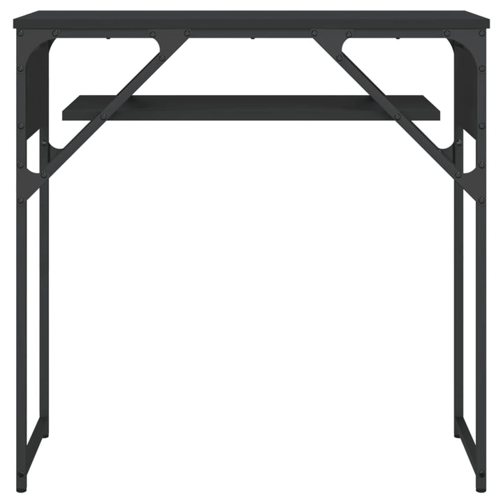 konsolbord med hylde 75x30x75 cm konstrueret træ sort