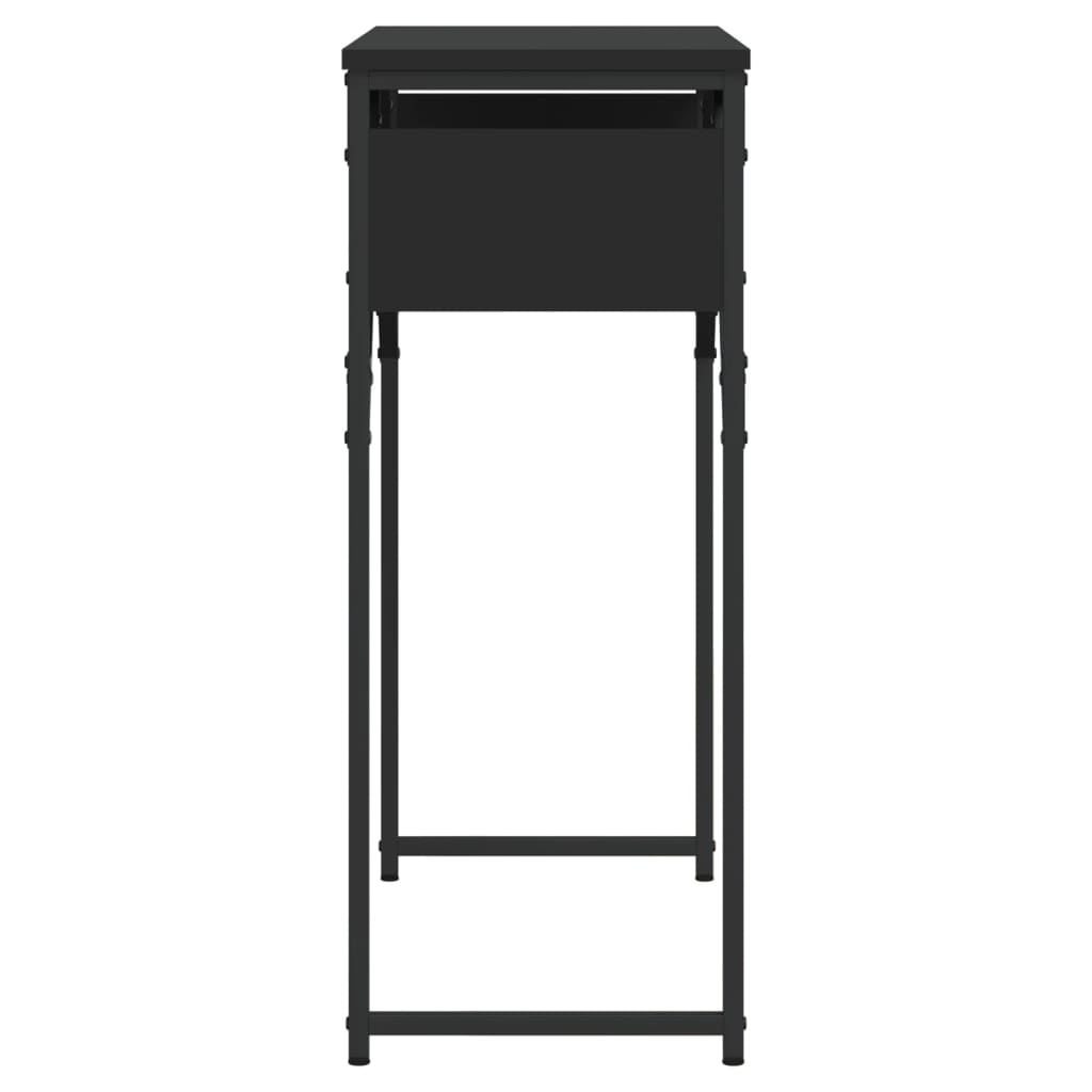 konsolbord med hylde 75x30x75 cm konstrueret træ sort