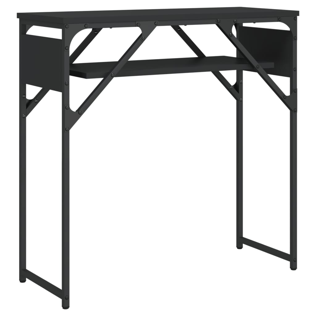 konsolbord med hylde 75x30x75 cm konstrueret træ sort