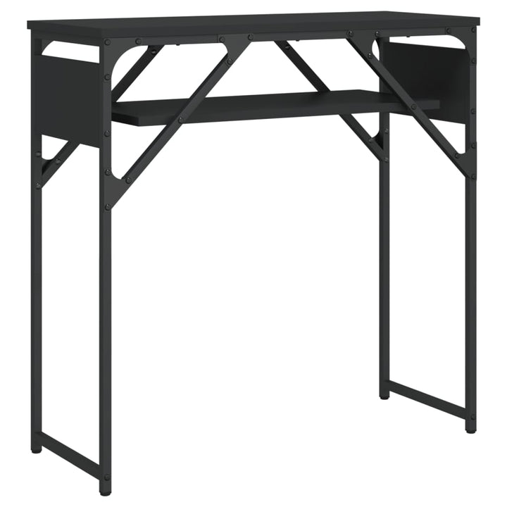 konsolbord med hylde 75x30x75 cm konstrueret træ sort