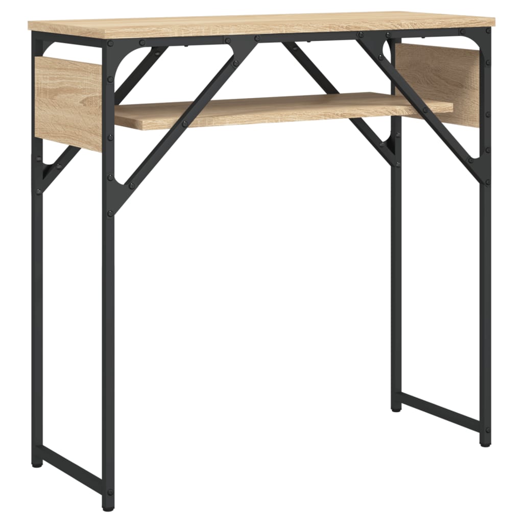 konsolbord med hylde 75x30x75 cm konstrueret træ sonoma-eg