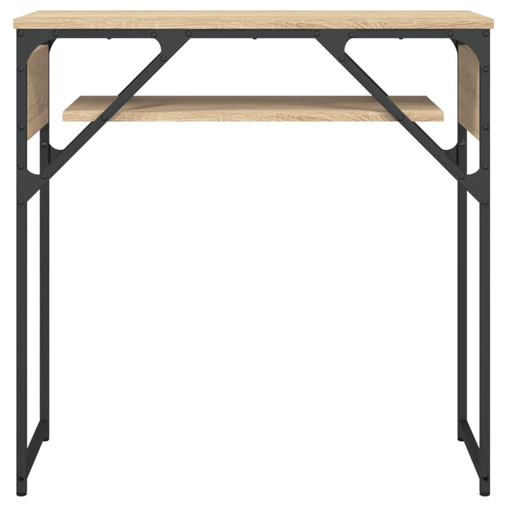 konsolbord med hylde 75x30x75 cm konstrueret træ sonoma-eg