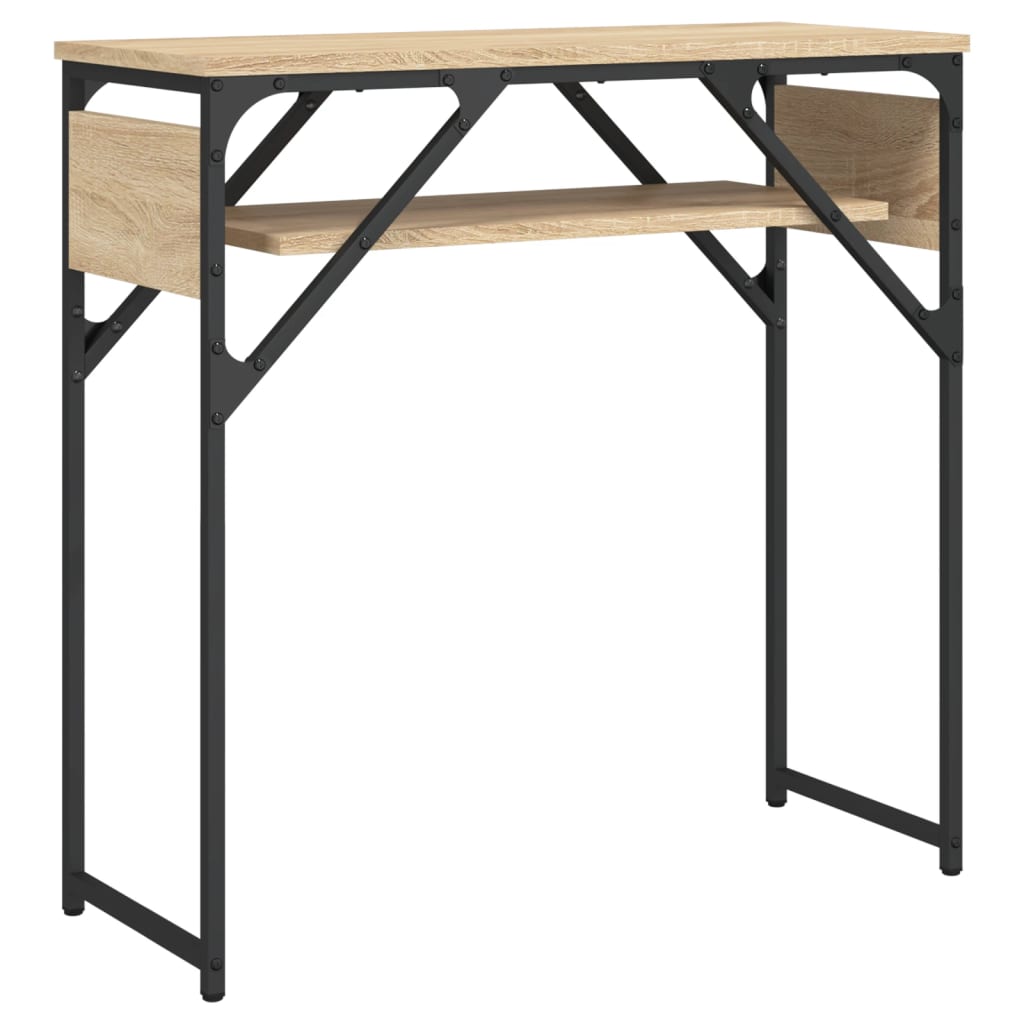 konsolbord med hylde 75x30x75 cm konstrueret træ sonoma-eg