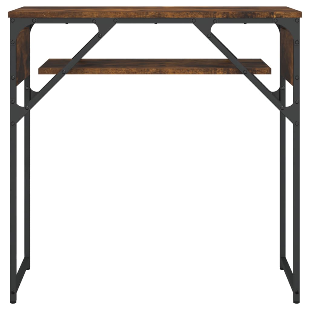 konsolbord med hylde 75x30x75 cm konstrueret træ røget eg