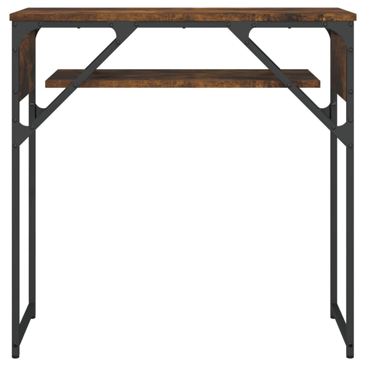 konsolbord med hylde 75x30x75 cm konstrueret træ røget eg