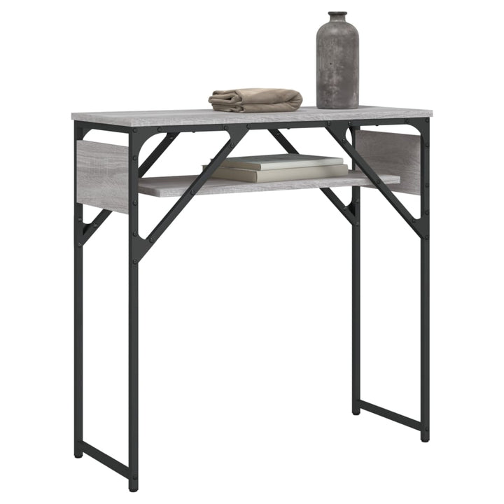 konsolbord med hylde 75x30x75 cm konstrueret træ grå sonoma-eg