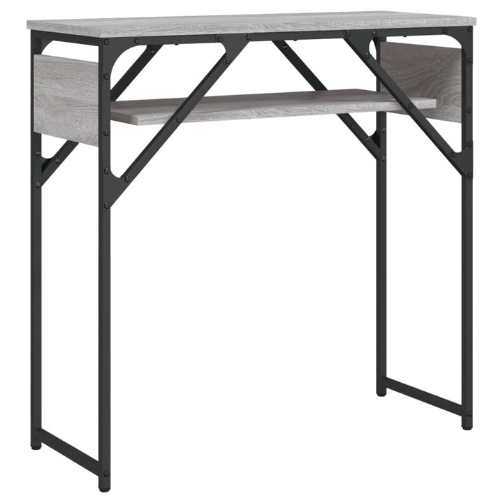 konsolbord med hylde 75x30x75 cm konstrueret træ grå sonoma-eg
