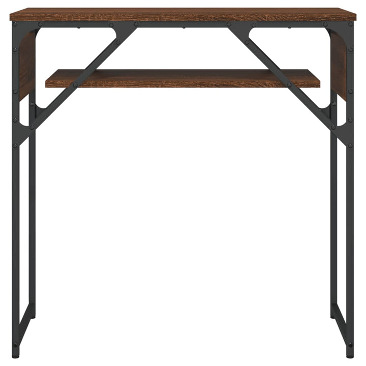 konsolbord med hylde 75x30x75 cm konstrueret træ brunt egetræ