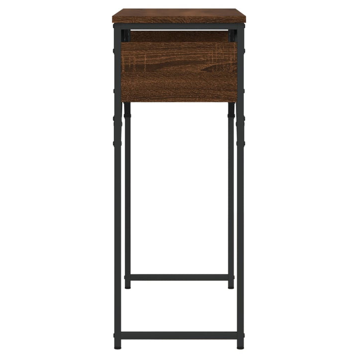 konsolbord med hylde 75x30x75 cm konstrueret træ brunt egetræ