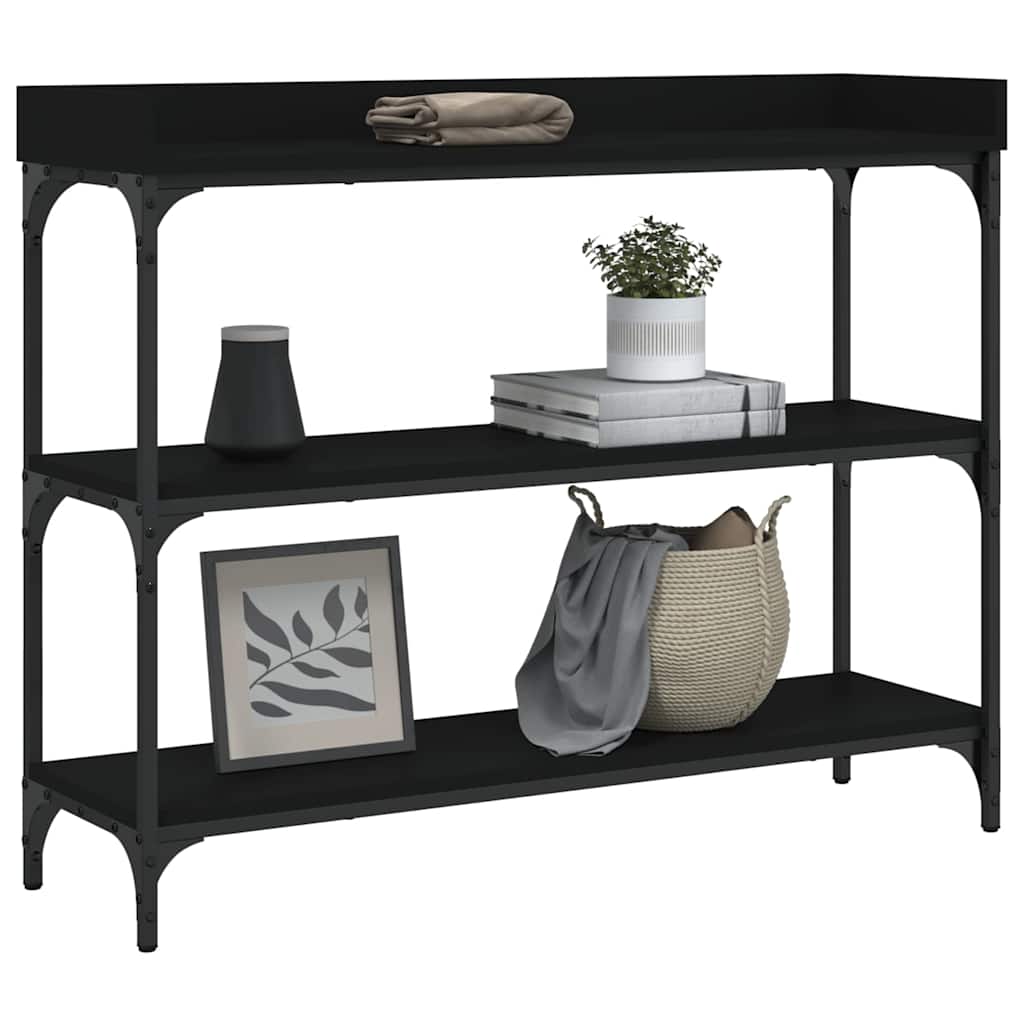 konsolbord med hylder 100x30x80 cm sort