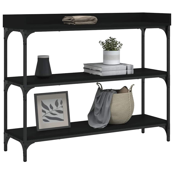 konsolbord med hylder 100x30x80 cm sort
