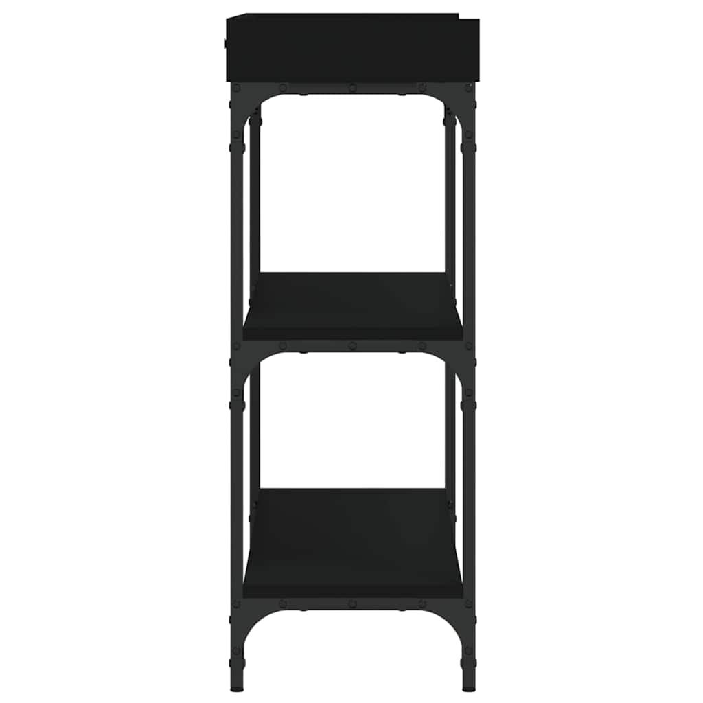 konsolbord med hylder 100x30x80 cm sort