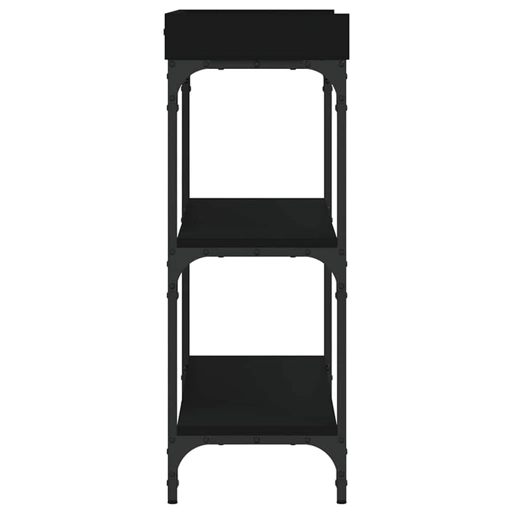 konsolbord med hylder 100x30x80 cm sort