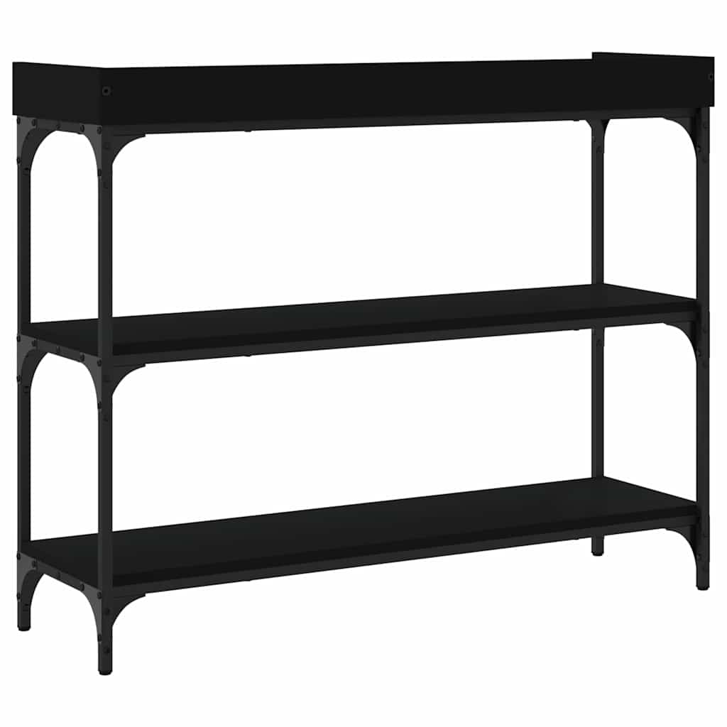 konsolbord med hylder 100x30x80 cm sort